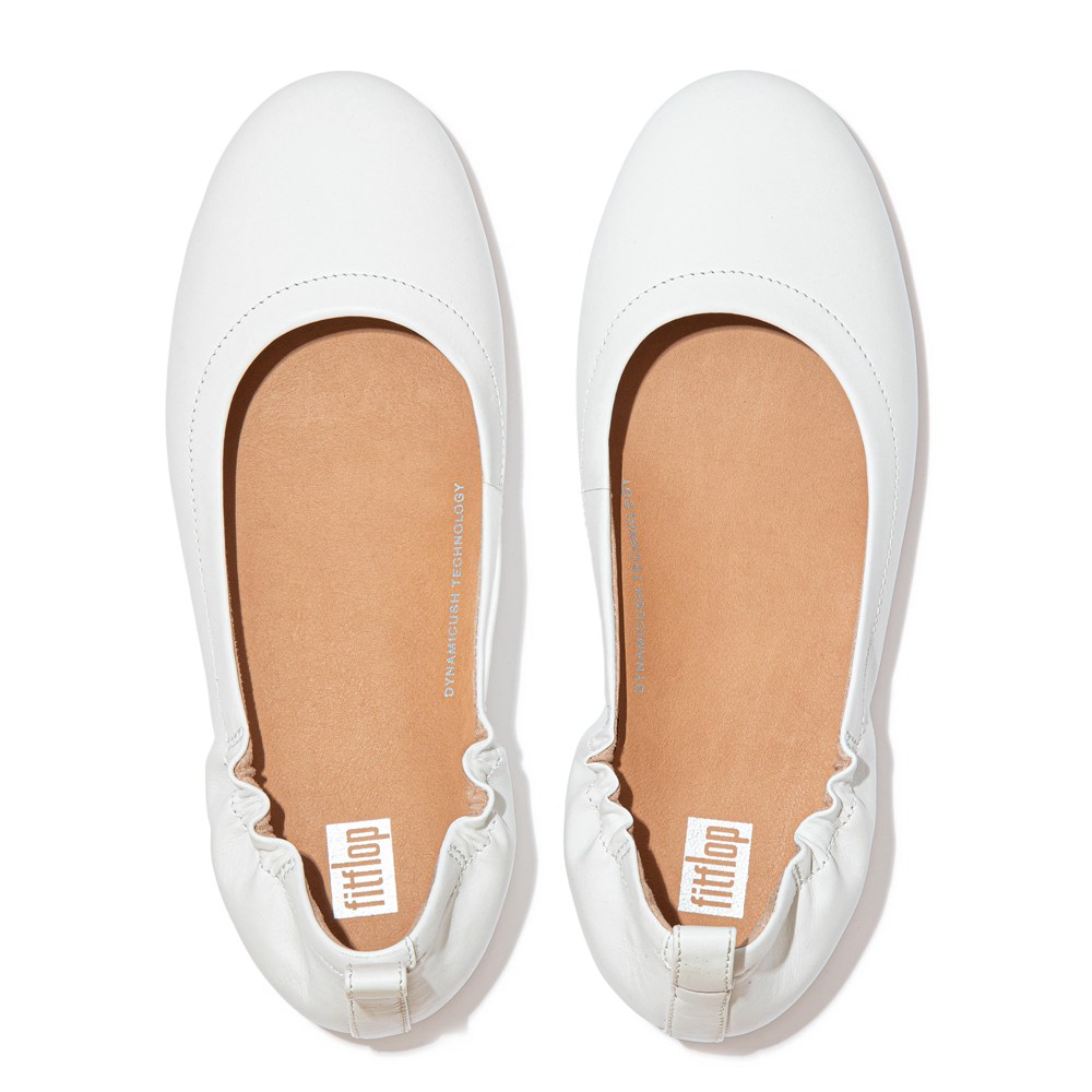 Fitflop Womens Ballet Flats - Allegro Soft Leather - White - 251-ETYMDF